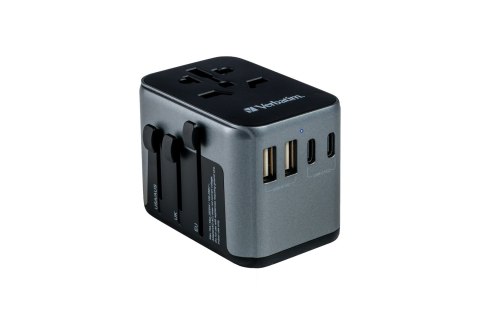 Adapter podróżny Verbatim UTA-03 globalny 1xUSB-C PD 30W QC 18W, 1xUSB-C 15W, 2xUSB-A 12W Verbatim