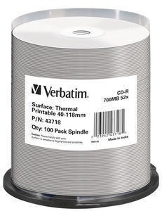 Verbatim CD-R Thermal Printable No ID Brand 700 MB 52x 100 szt. Verbatim