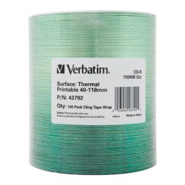 CD-R Verbatim 700MB 52x Thermal Printable No ID Brand (Wrap 100) Verbatim