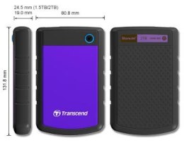 Transcend StoreJet 25H3P (USB 3.0), 2TB zewnętrzny dysk twarde Czarny, Fioletowy Transcend