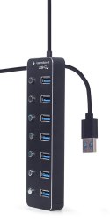 GEMBIRD HUB USB 3.1 (GEN 1) 7-PORTOWY Z PRZEŁĄCZNIKAMI, CZARNY GEMBIRD