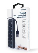 GEMBIRD HUB USB 3.1 (GEN 1) 7-PORTOWY Z PRZEŁĄCZNIKAMI, CZARNY GEMBIRD