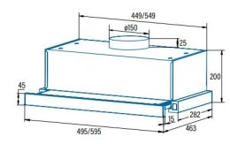 CATA TFB-5160 X Hood, Energy efficiency class C, Width 59.5 cm, Max 297 m3/h, Mechanical control, LED, Stainless steel CATA Cata