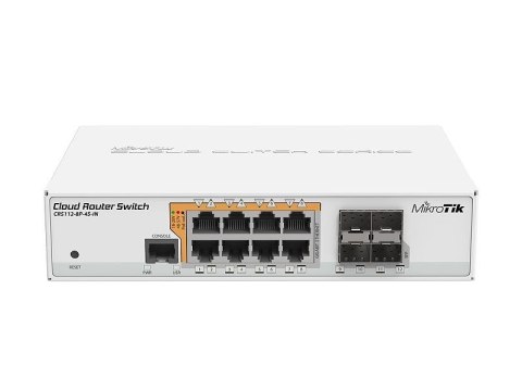 Mikrotik CRS112-8P-4S-IN łącza sieciowe Gigabit Ethernet (10/100/1000) Obsługa PoE Biały MikroTik