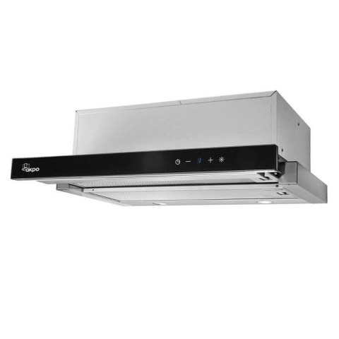 Okap teleskopowy AKPO WK-7 LIGHT GLASS TOUCH 60 INOX CZARNY (front czarne szkło, dotykowy) AKPO