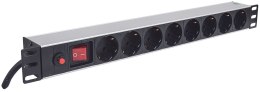 INTELLINET LISTWA ZASILAJĄCA RACK 19 X8 1U SCHUKO 3M BEZPIECZNIK 713986 Intellinet