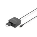 Ładowarka sieciowa zasilacz 1x USB-C PD 3.0 max. 65W zintegrowany kabel 1,2m czarna DIGITUS