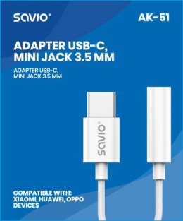 SAVIO ADAPTER USB-C - MINI JACK 3,5 MM (F) AK-51 SAVIO