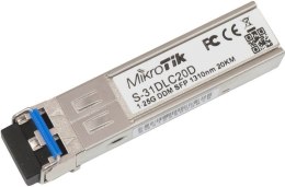 MikroTik | S-31DLC20D | Protokół SFP | Światłowód jednomodowy | Podwójny LC | 10/100/1000 Mbit/s | Długość fali 1310 nm | Maksym MikroTik