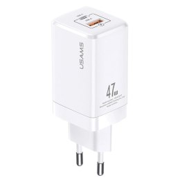 Ładowarka sieciowa Usams T41 47W GaN 1xUSB-C + 1xUSB PD 3.0 QC 4.0 bez kabla - biała No name