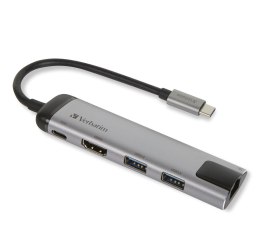 Verbatim 49141 stacja dokująca USB 3.2 Gen 1 (3.1 Gen 1) Type-C Czarny, Srebrny Verbatim