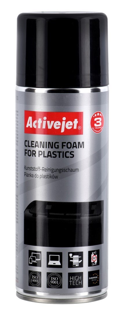 Activejet AOC-100 Pianka do plastiku, 400 ml. Pianka z aktywnymi cząsteczkami, usuwająca wszelkiego rodzaju zanieczyszczenia pow Activejet