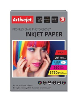 Activejet AP6-260GR100 Papier fotograficzny błyszczący 10x15 (A6; 100 szt.) Activejet