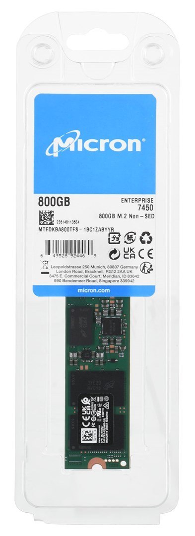 Dysk SSD Micron 7450 MAX 800GB M.2 (22x80) NVMe Gen4 MTFDKBA800TFS-1BC1ZABYYR (DWPD 3) Micron