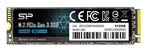 Dysk SSD Silicon Power A60 512GB M.2 PCIe NVMe Gen3x4 TLC 2200/1600 MB/s (SP512GBP34A60M28) Silicon Power