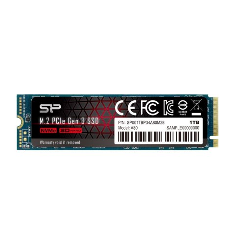 Dysk SSD Silicon Power A80 1TB M.2 PCIe NVMe Gen3x4 TLC 3400/3000 MB/s (SP001TBP34A80M28) Silicon Power