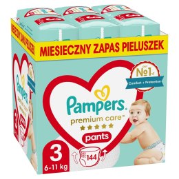 Pieluchy PAMPERS Premium PANTS MTH rozm 3 (6-11kg) 144szt Pampers