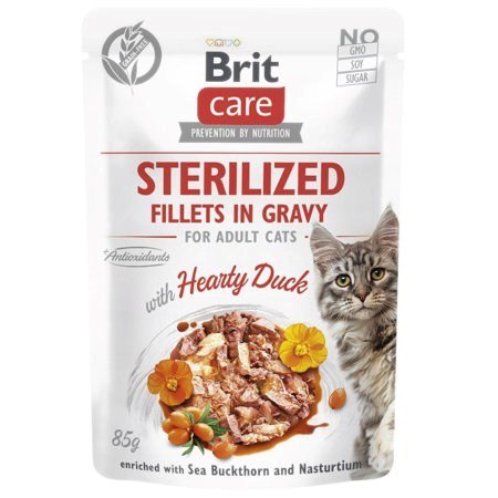 BRIT Care Cat Sterilized Hearty Duck Pouch - mokra karma dla kota - 85 g Brit