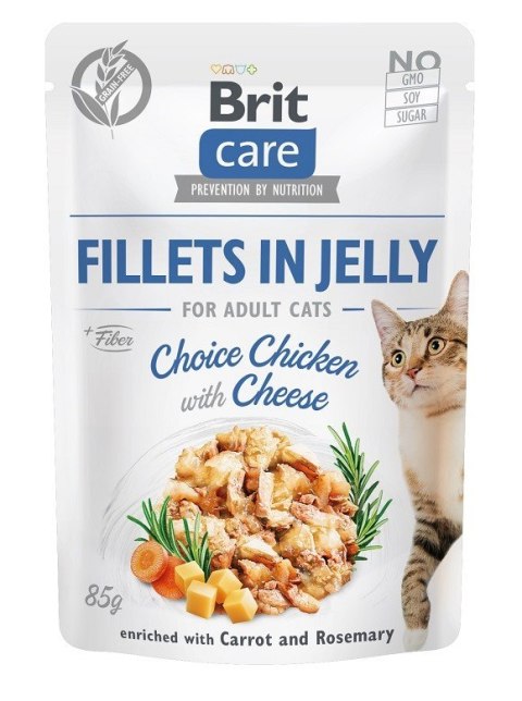 BRIT Care Fillets in Jelly filety z kurczakiem i serem w galaretce - mokra karma dla kota - 85 g Brit