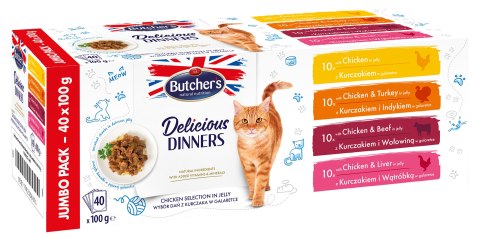 BUTCHER'S Delicious Dinners Jumbo Pack - mokra karma dla kota - 40x100 g Butcher's