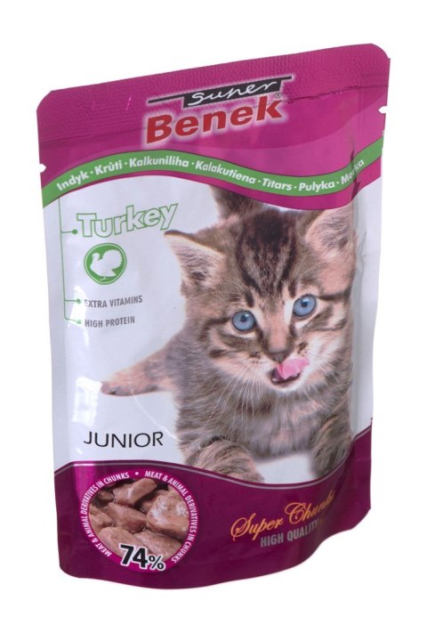 CERTECH Super Benek Junior saszetka dla kota z kawałkami indyka w sosie 100g Super Benek