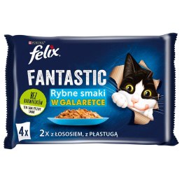 FELIX Fantastic Łosoś w galaretce + Gładzica w galaretce - saszetki dla kota - 4x85g PURINA NESTLE