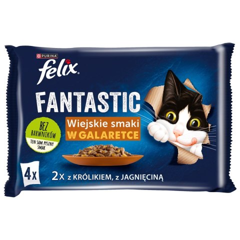 FELIX Fantastic królik, Jagnięcina - mokra karma dla kota - 4x85g PURINA NESTLE