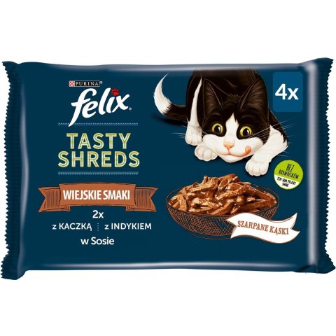 FELIX Tasty Shreds z kaczką i indykiem - mokra karma dla kota - 4x 80g PURINA NESTLE