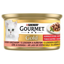 GOURMET GOLD Łosoś i kurczak w sosie mokra karma dla kota - puszka - 85 g PURINA NESTLE