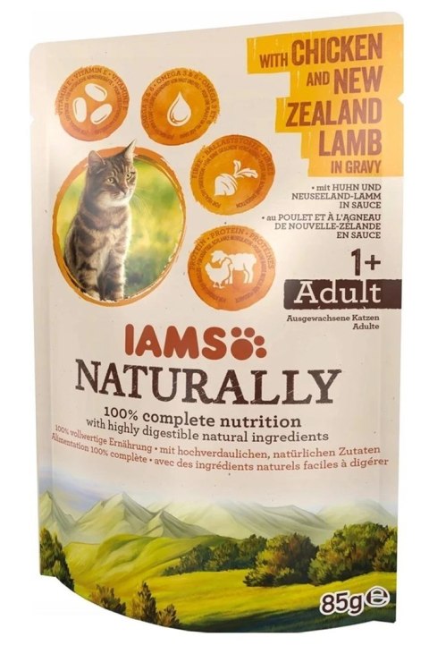 IAMS Naturally Adult z kurczakiem i jagnięciną nowozelandzką w sosie 85g kot EUKANUBA