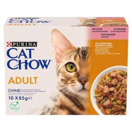 PURINA Cat Chow Łosoś, zielona fasolka - mokra karma dla kota - 10x85 g PURINA NESTLE