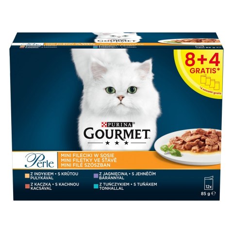 PURINA Gourmet Perle Kaczka, indyk, jagnięcina, tuńczyk - mokra karma dla kota - 12x85 g PURINA NESTLE