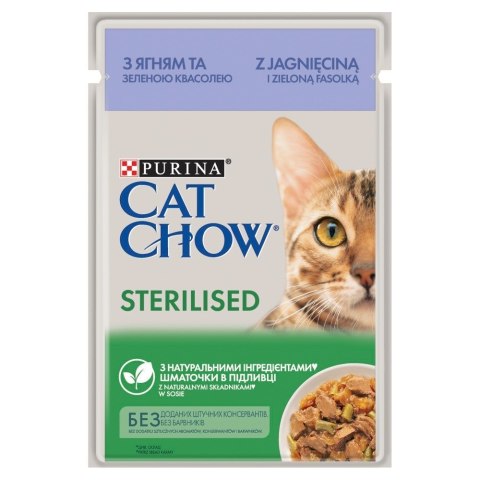 Purina Cat Chow Sterilised z jagnięciną i zieloną fasolką w sosie - mokra karma dla kota - 85 g PURINA NESTLE