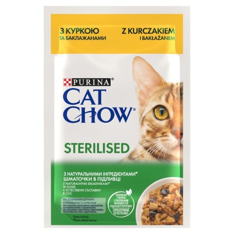 Purina Cat Chow Sterilised z kurczakiem i bakłażanem w sosie - mokra karma dla kota - 85 g PURINA NESTLE