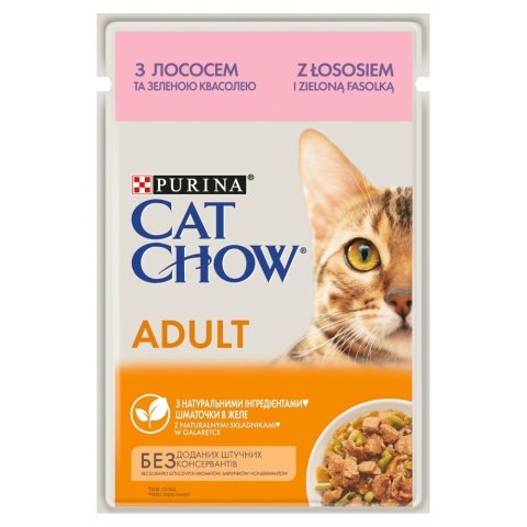 Purina Cat Chow z łososiem i zieloną fasolką w galaretce 85g PURINA NESTLE