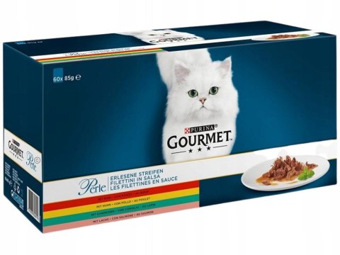 Purina Gourmet Perle fileciki w sosie Mix Smaków - mokra karma dla kota - 60x85 g PURINA NESTLE