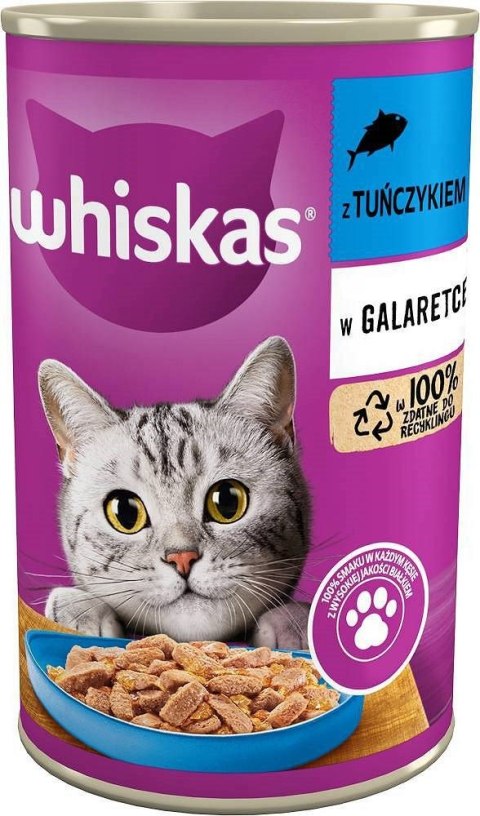 WHISKAS Adult z Tuńczykiem w galaretce - mokra karma dla kota - puszka - 400 g Whiskas