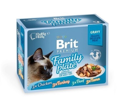 BRIT Premium Cat Pouch Gravy Fillet Family Plate - mokra karma dla kota - 12 x 85 g Brit