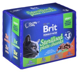 BRIT Premium Cat Sterilised Plate - mokra karma dla kota - 12x100 g Brit