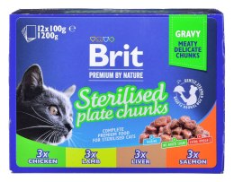 BRIT Premium Cat Sterilised Plate - mokra karma dla kota - 12x100 g Brit