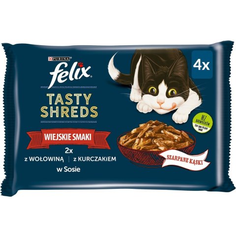 FELIX Tasty Shreds z wołowiną i kurczakiem - mokra karma dla kota - 4x 80g PURINA NESTLE