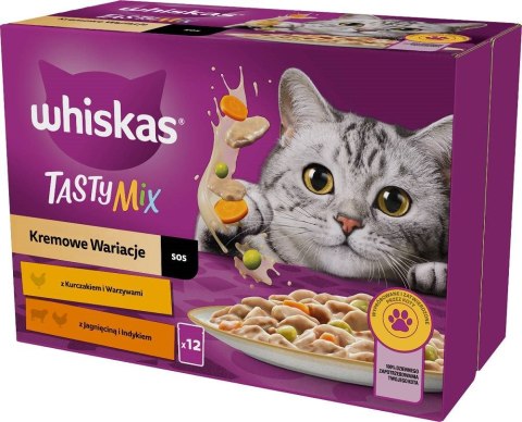 WHISKAS Tasty Mix Kremowe wariacje w sosie - mokra karma dla kota - saszetka -12x85 g Whiskas