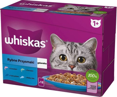 Whiskas Rybne Przysmaki w galaretce Adult - mokra karma dla kota - saszetka - 12x85 g Whiskas