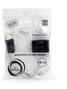 Adapter GEMBIRD A-DPM-VGAF-02 (DisplayPort M - D-Sub (VGA) F; 0,15m; kolor czarny) GEMBIRD