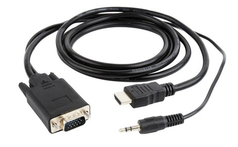 Adapter GEMBIRD A-HDMI-VGA-03-6 (HDMI M - D-Sub (VGA), Jack stereo 3,5 mm M; 1,8m; kolor czarny) GEMBIRD