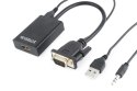 Adapter GEMBIRD A-VGA-HDMI-01 (HDMI F - D-Sub (VGA), Jack stereo 3,5 mm, USB 2.0 M; 0,15m; kolor czarny) GEMBIRD