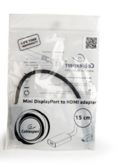 Adapter GEMBIRD A-MDPM-HDMIF-02 (Mini DisplayPort M - HDMI F; 0,15m; kolor czarny) GEMBIRD