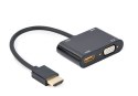 GEMBIRD ADAPTER HDMI MĘSKI DO HDMI ŻEŃSKI + VGA ŻEŃSKI Z AUDIO + PORT ZASILANIA GEMBIRD