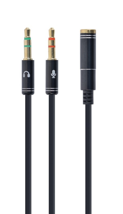 Kabel GEMBIRD CCA-418M (Mini Jack x2 M - 4-Pin, Jack stereo 3,5 mm F; 0,20m; kolor czarny) GEMBIRD