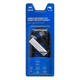 SAVIO KABEL HDMI V2.0 KĄTOWY 4K OFC CZARNY, ZŁOTE KOŃCÓWKI, ETHERNET/3D 1,5M CL-108 SAVIO